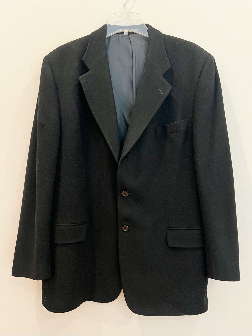 John Clarendon Blazer Men 48 Long Black Cashmere Wool Business Formal Sport Coat